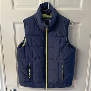 adidas Navy Blue Puffer Vest with Neon Yellow Trim